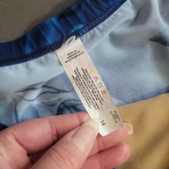 Vintage Y2K Bikini Set Womens 14/D38 Blue Floral High Waisted Adjustable Beach - Picture 7 of 12